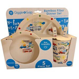 Giggle & Gulp Bamboo Fiber 5-Piece Dinner Set Eco-Friendly BPA-Free